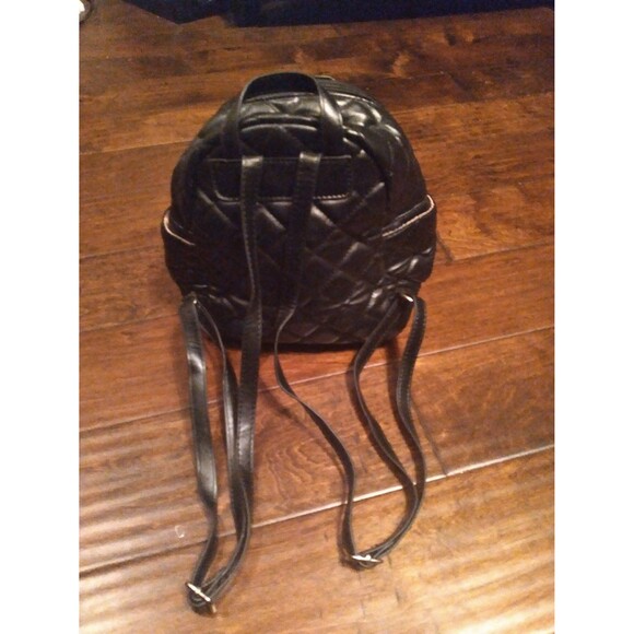 Gigi Hill Mini Backpack Quilted Black Faux Leather‎ Small Purse Bag - Picture 3 of 6